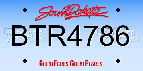 BTR4786 South Dakota License Plate