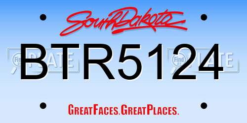BTR5124 South Dakota License Plate