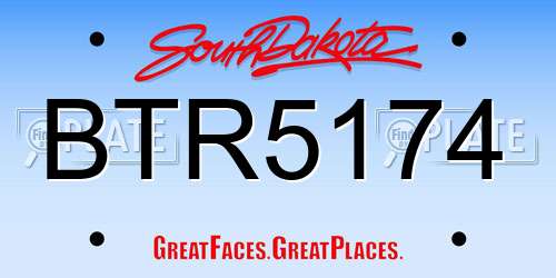 BTR5174 South Dakota License Plate
