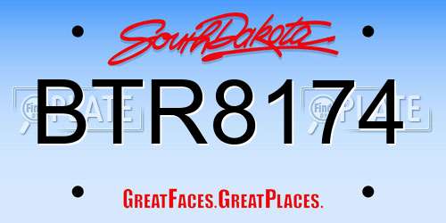 BTR8174 South Dakota License Plate