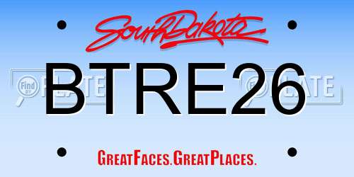 BTRE26 South Dakota License Plate
