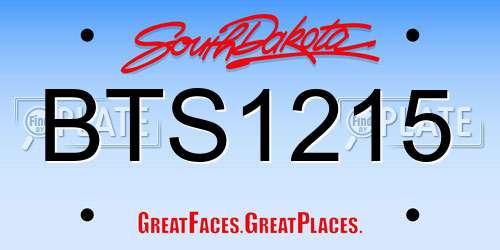 BTS1215 South Dakota License Plate