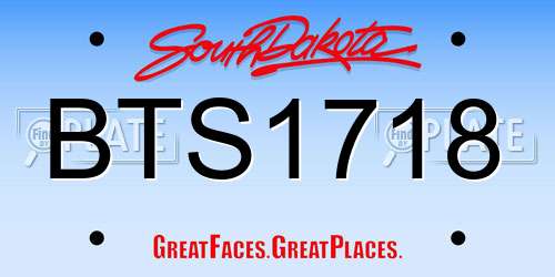 BTS1718 South Dakota License Plate