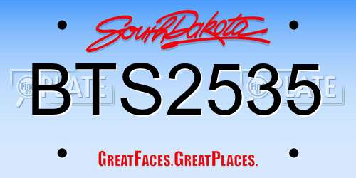 BTS2535 South Dakota License Plate