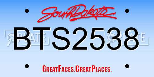 BTS2538 South Dakota License Plate