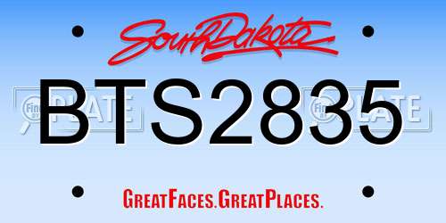 BTS2835 South Dakota License Plate