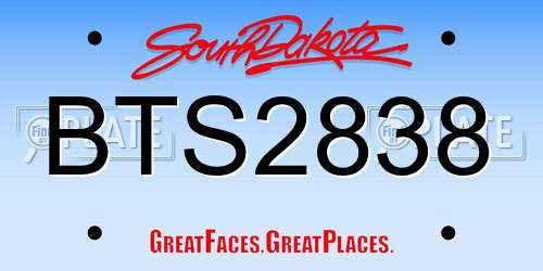 BTS2838 South Dakota License Plate