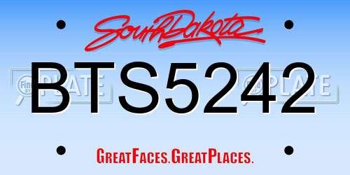 BTS5242 South Dakota License Plate