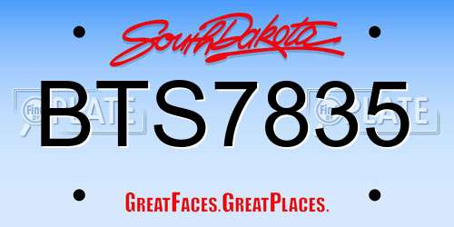 BTS7835 South Dakota License Plate