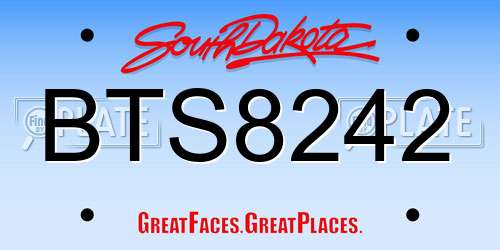 BTS8242 South Dakota License Plate