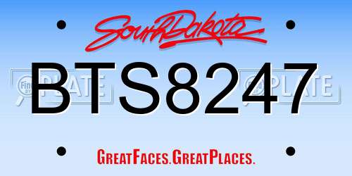 BTS8247 South Dakota License Plate