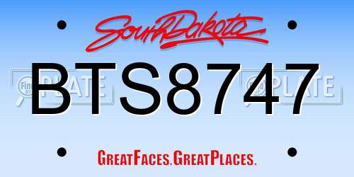 BTS8747 South Dakota License Plate