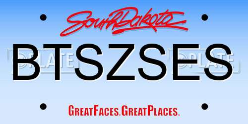 BTSZSES South Dakota License Plate