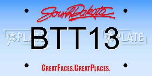BTT13 South Dakota License Plate