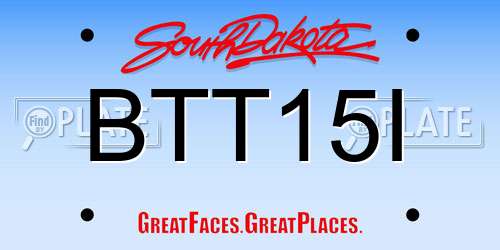 BTT15I South Dakota License Plate