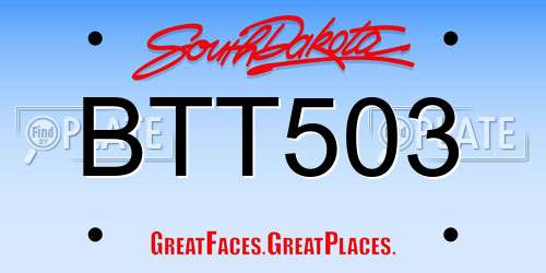 BTT503 South Dakota License Plate
