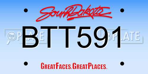 BTT591 South Dakota License Plate