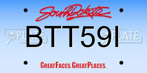 BTT59I South Dakota License Plate