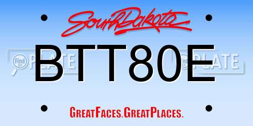 BTT80E South Dakota License Plate