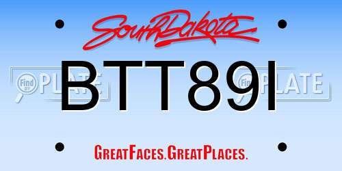 BTT89I South Dakota License Plate