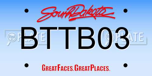 BTTB03 South Dakota License Plate