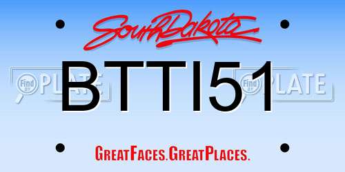BTTI51 South Dakota License Plate