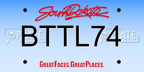 BTTL74 South Dakota License Plate