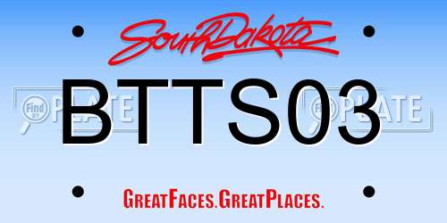 BTTS03 South Dakota License Plate