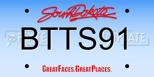 BTTS91 South Dakota License Plate
