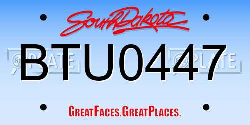 BTU0447 South Dakota License Plate
