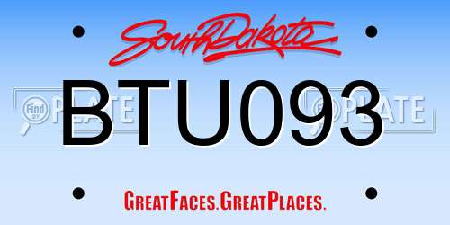 BTU093 South Dakota License Plate