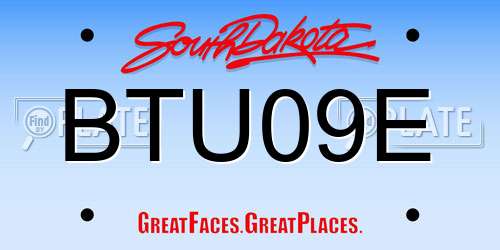BTU09E South Dakota License Plate