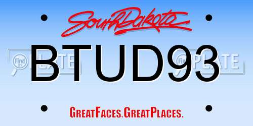 BTUD93 South Dakota License Plate