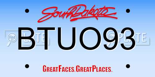 BTUO93 South Dakota License Plate