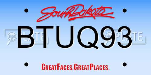BTUQ93 South Dakota License Plate