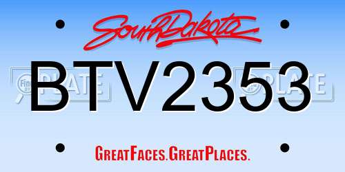 BTV2353 South Dakota License Plate
