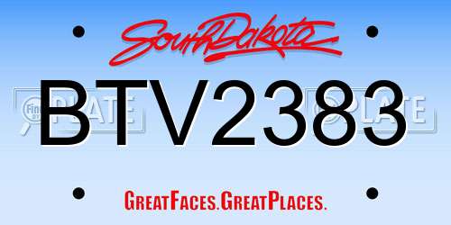 BTV2383 South Dakota License Plate