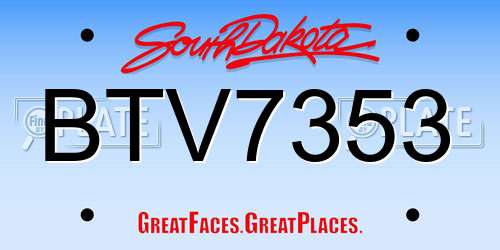 BTV7353 South Dakota License Plate