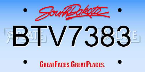 BTV7383 South Dakota License Plate
