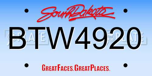 BTW4920 South Dakota License Plate