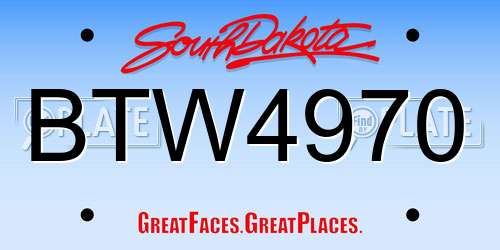BTW4970 South Dakota License Plate