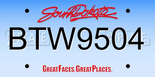 BTW9504 South Dakota License Plate