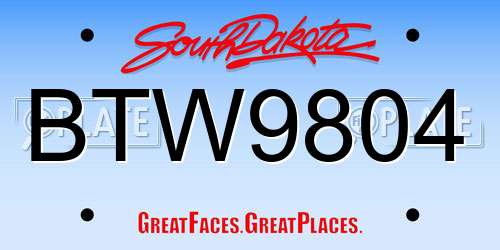 BTW9804 South Dakota License Plate
