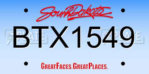 BTX1549 South Dakota License Plate