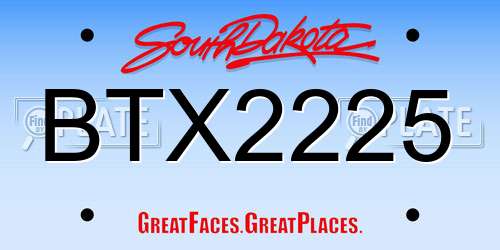 BTX2225 South Dakota License Plate