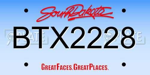 BTX2228 South Dakota License Plate
