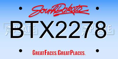 BTX2278 South Dakota License Plate