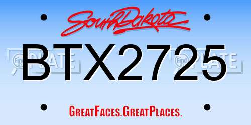 BTX2725 South Dakota License Plate