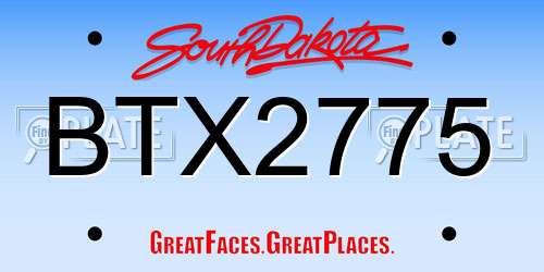 BTX2775 South Dakota License Plate
