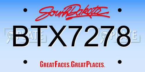 BTX7278 South Dakota License Plate
